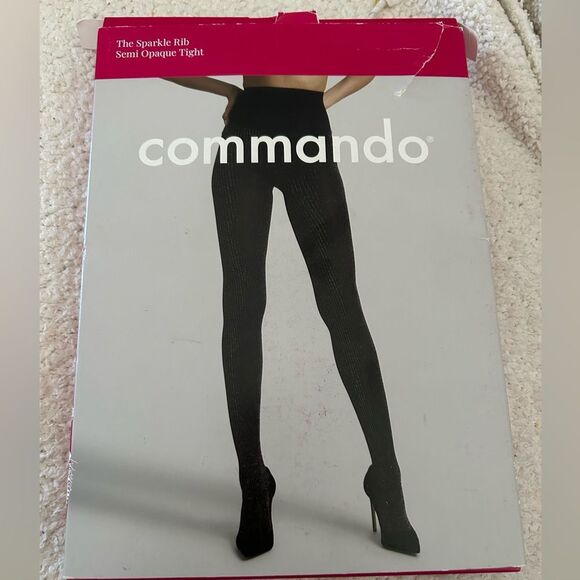 Commando The Sparkle Rib Semi Opaque Tights, Black, Size Small, NWT - Picture 3 of 8